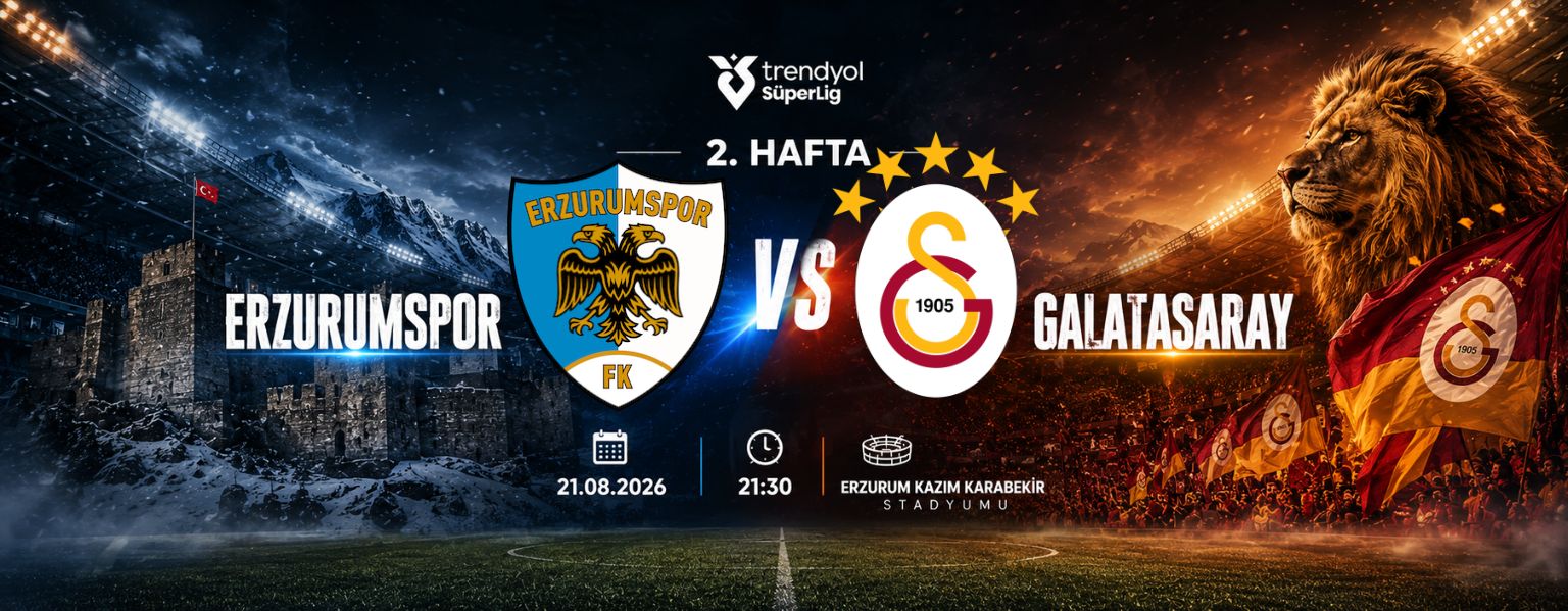 Erzurumspor Galatasaray : Süper Lig'in İkinci Haftasında Kazım Karabekir'de Kritik Randevu